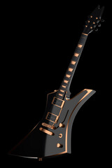 Obraz premium Close-up of Electric acoustic guitar isolated on black background.