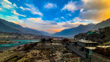 mountains with blue sky, Gilgit
