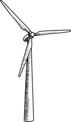 Wind turbines drawing hand drawn style