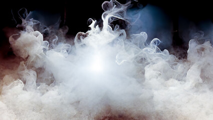 colorful smoke and light ray on dark background. Smoke and Fog  Background.  3D Rendering