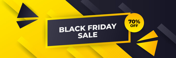 Design template for Black Friday sale banner. Black Friday sale design template. Vector illustration. Black Friday sale yellow banner with text space