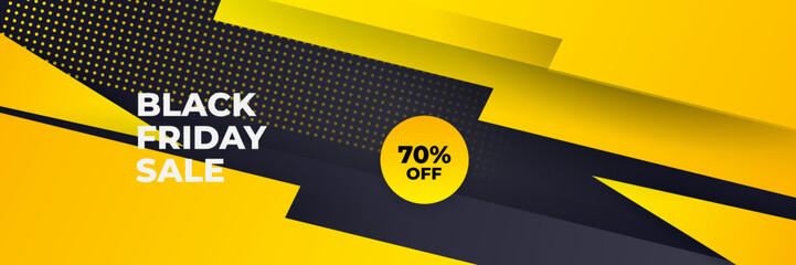 Design template for Black Friday sale banner. Black Friday sale design template. Vector illustration. Black Friday sale yellow banner with text space