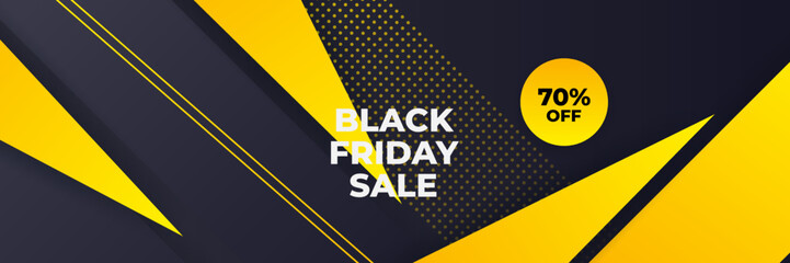 Design template for Black Friday sale banner. Black Friday sale design template. Vector illustration. Black Friday sale yellow banner with text space