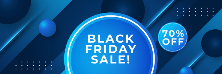 Black Friday sale design template with blueish theme. Design template for Black Friday sale banner. Blue black Friday discount with with place for text and price tag. Vector illustration.