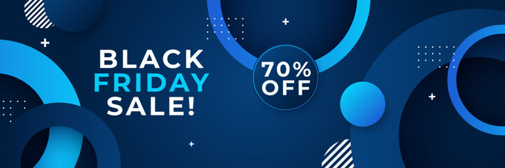 Black Friday sale design template with blueish theme. Design template for Black Friday sale banner. Blue black Friday discount with with place for text and price tag. Vector illustration.