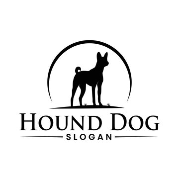 Simple hunting dog logo design template Vector illustration.