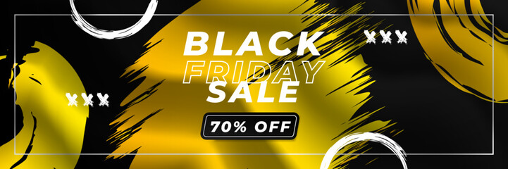 Design template for Black Friday sale banner. Black Friday sale design template. Vector illustration. Black Friday sale yellow banner with text space