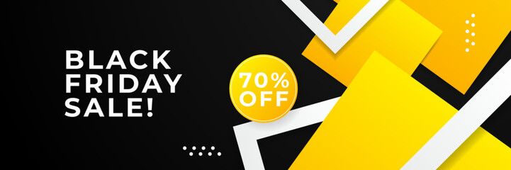 Design template for Black Friday sale banner. Black Friday sale design template. Vector illustration. Black Friday sale yellow banner with text space