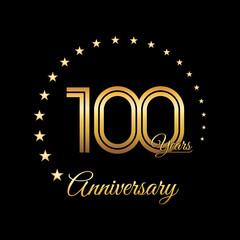 Fototapeta na wymiar 100 Years Anniversary, Perfect template design for anniversary celebration with gold color for booklet, leaflet, magazine, brochure poster, web, invitation or greeting card. Vector template