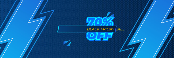 Fototapeta premium Black Friday sale design template with blueish theme. Design template for Black Friday sale banner. Blue black Friday discount with with place for text and price tag. Vector illustration.
