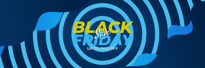 Black Friday sale design template with blueish theme. Design template for Black Friday sale banner. Blue black Friday discount with with place for text and price tag. Vector illustration.