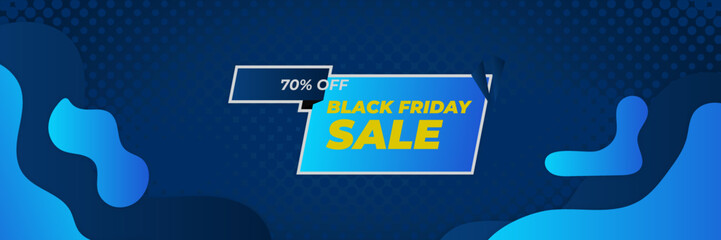 Black Friday sale design template with blueish theme. Design template for Black Friday sale banner. Blue black Friday discount with with place for text and price tag. Vector illustration.