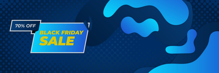 Black Friday sale design template with blueish theme. Design template for Black Friday sale banner. Blue black Friday discount with with place for text and price tag. Vector illustration.