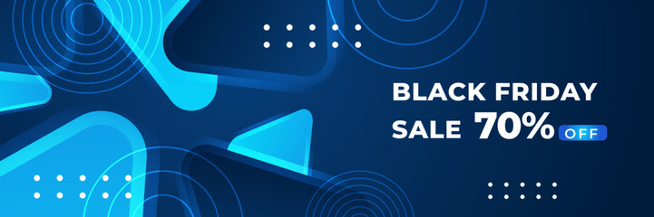 Black Friday sale design template with blueish theme. Design template for Black Friday sale banner. Blue black Friday discount with with place for text and price tag. Vector illustration.