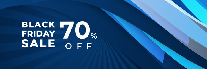 Fototapeta premium Black Friday sale design template with blueish theme. Design template for Black Friday sale banner. Blue black Friday discount with with place for text and price tag. Vector illustration.