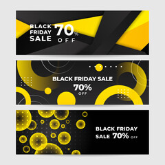Naklejka premium Design template for Black Friday sale banner. Black Friday sale design template. Vector illustration. Black Friday sale yellow banner with text space