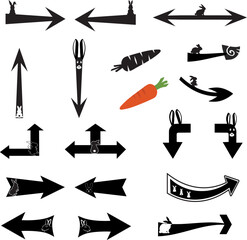 Set of arrows icon a rabbit. 