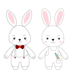 rabbits set sketch ,outline icon isolated