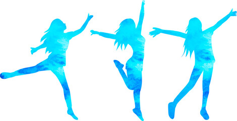 dancing people watercolor silhouette isolated