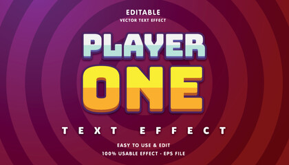 player one editable text effect with modern and simple style, usable for logo or campaign title