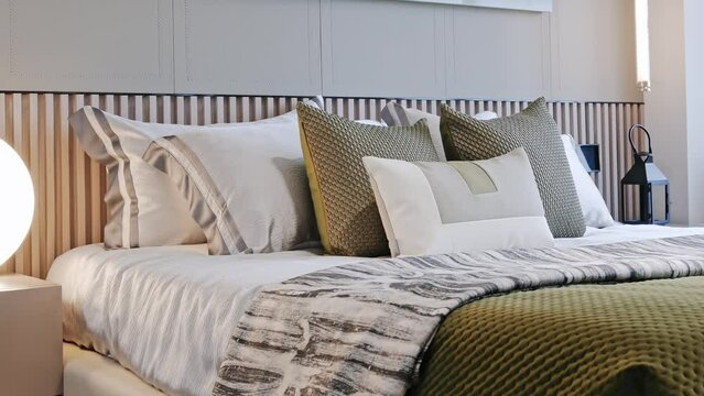 soft pillar on bed in modern bedroom