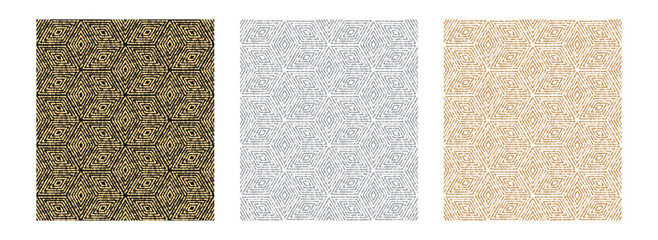 Fototapeta premium Geometric set of seamless colored patterns. Simpless vector graphics