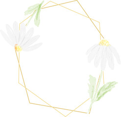 watercolor white daisy golden frame