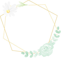 Obraz premium watercolor white daisy golden frame