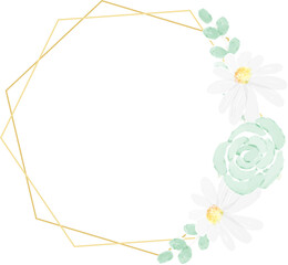 watercolor white daisy golden frame