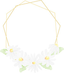 watercolor white daisy golden frame
