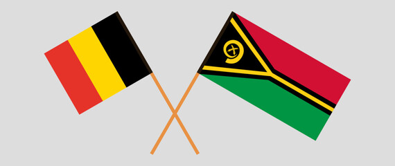 Crossed flags of Belgium and Vanuatu. Official colors. Correct proportion
