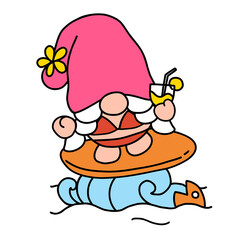 Naklejka premium Summer Gnomes Filled Clipart, Beach Gnomes