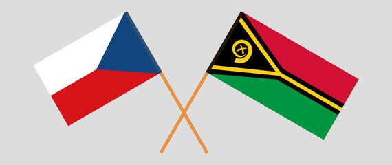 Crossed flags of Czech Republic and Vanuatu. Official colors. Correct proportion