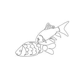 continuous line drawing fish illustration vector