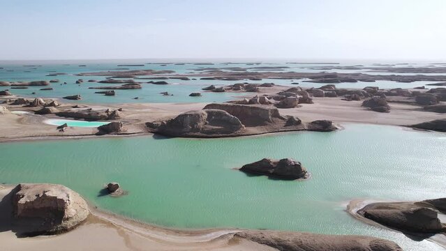 aerial view of yadan landform in gansu province