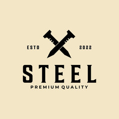 Steel logo vector illustration design, steel nail