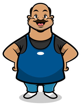 Cartoon illustration of Man wearing apron and get ready to work, best for sticker, logo, and mascot with small business themes
