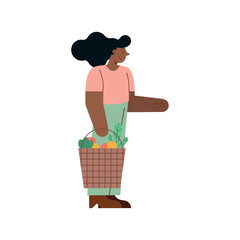 afro woman with shopping basket