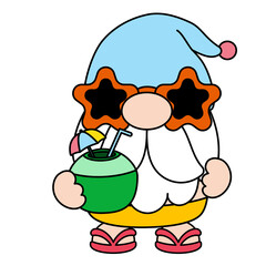 Summer Gnomes Filled Clipart, Beach Gnomes