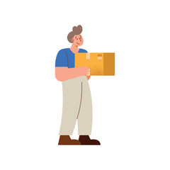 man lifting carton box