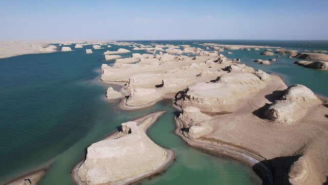 aerial view of yadan landform in gansu province