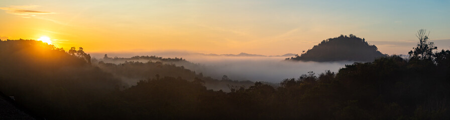 Sunrise sea of fog above Khao Sok national park, Surat Thani, Thailand