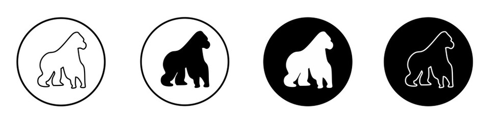Gorilla vector icon set isolated on white background. Collection of camel silhouette flat illustrations.