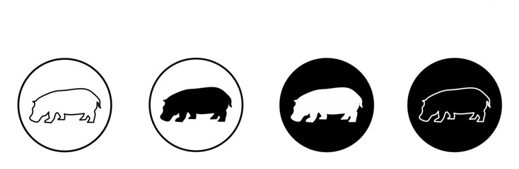 Hippopotamus vector icon set isolated on white background. Collection of camel silhouette flat illustrations.