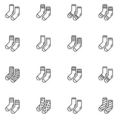 Socks Line Icon Set Vector