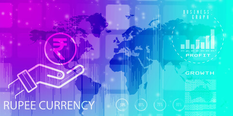 Fototapeta premium Rupee currency . 2D rendering illustration