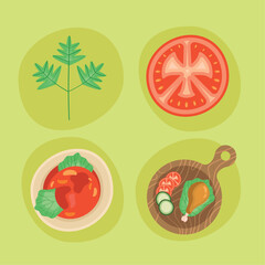 nutritive food four icons