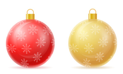 christmas and new year decorative glass ball vector illustration