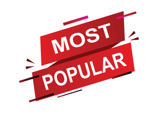 Vector Illustration Most Popular. Red vector banner with white background.