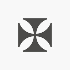 Maltese cross vector icon vector. Christianity, christian, religion symbol. Catholic and protestant faith, crusader, crusade, crucifix sign